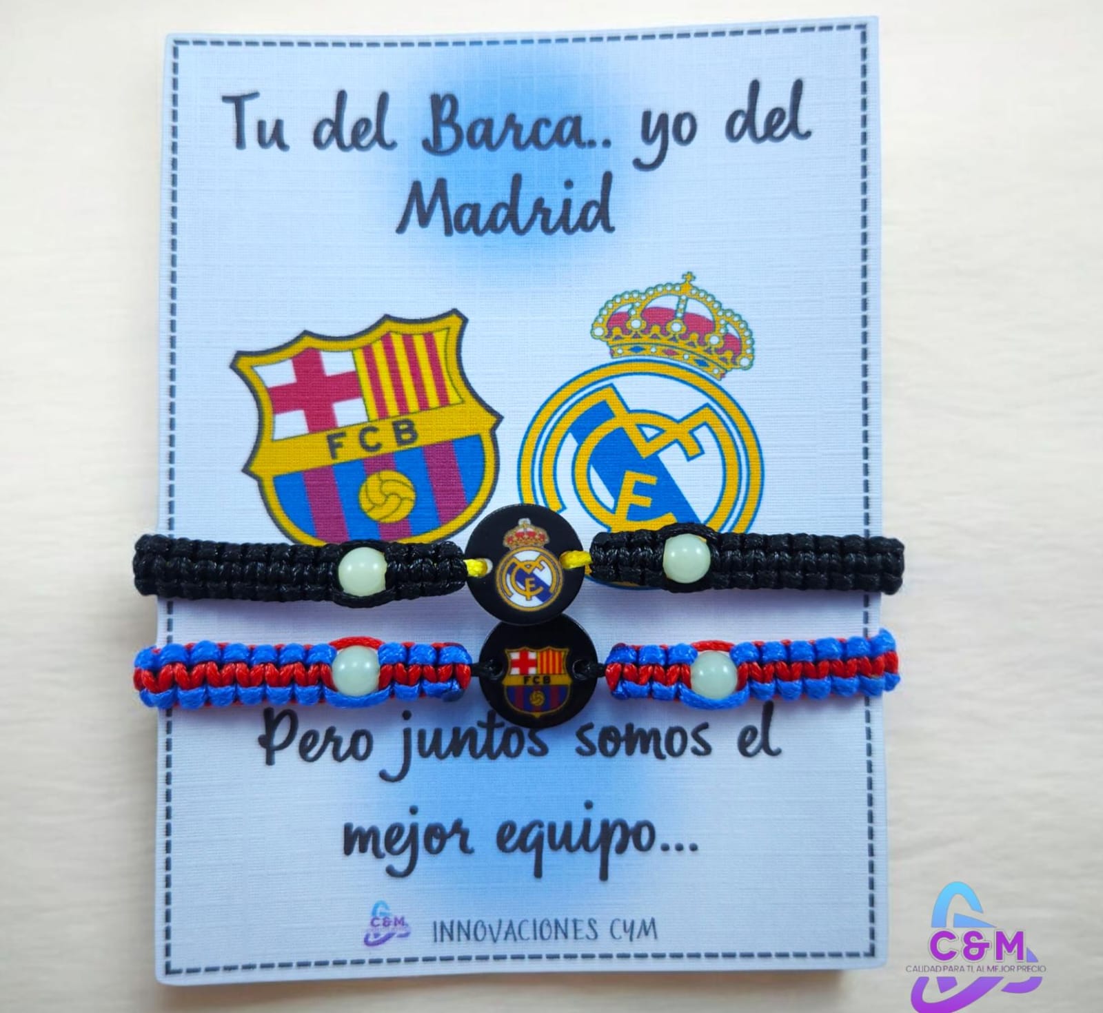 PULSERAS DEL REAL Y BARCELONA NEON CON CARTITA P50